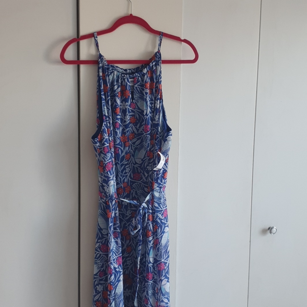 Bird Print Long Maxi Dress